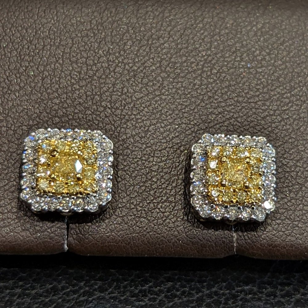 Yellow & White Diamond Earrings